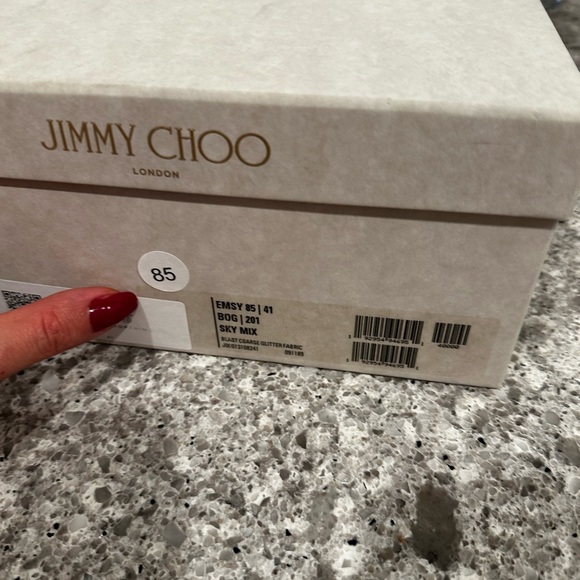 NWT JIMMY CHOO $795 Emsy 85 Glitter Sandals heels sparkling silver 41 9.5 10 - Picture 8 of 12